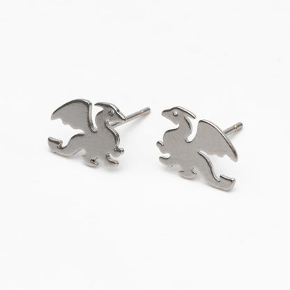 10pcs Gold/ Silver Tone Dragon Earrings, 18K Real Gold/ Rhodium Plated Brass, Minimalist Stud Earrings (GB-4497)