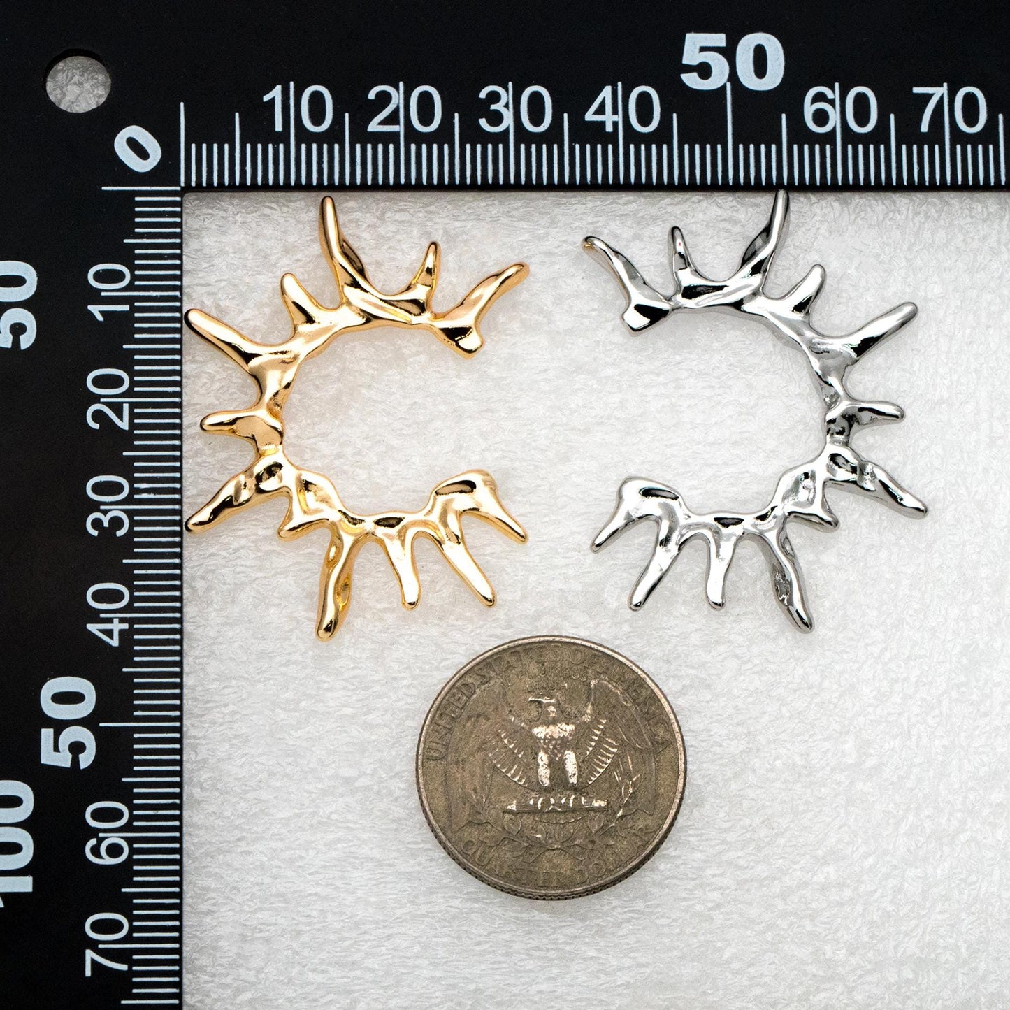 4pcs Gold/ Silver Tone Sun Earrings, 18K Real Gold/ Rhodium Plated Brass, Dainty Stud Earrings (#GB-4499)