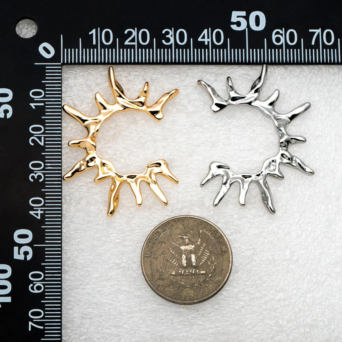 4pcs Gold/ Silver Tone Sun Earrings, 18K Real Gold/ Rhodium Plated Brass, Dainty Stud Earrings (#GB-4499)