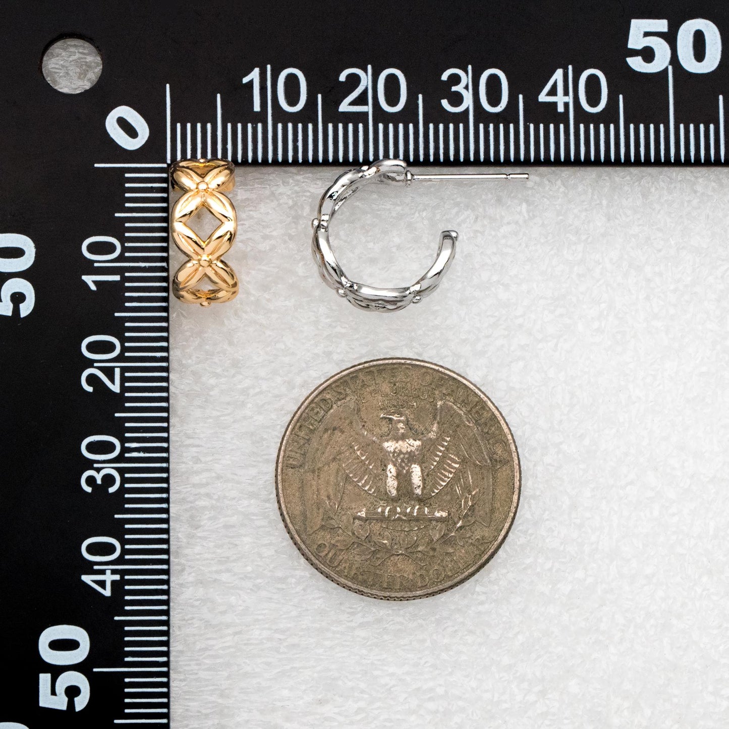 10pcs Gold/ Silver Tone C Shape Circle Earrings, Gold/ Rhodium plated Brass, Geometric Hoop Stud Earrings (GB-4504)