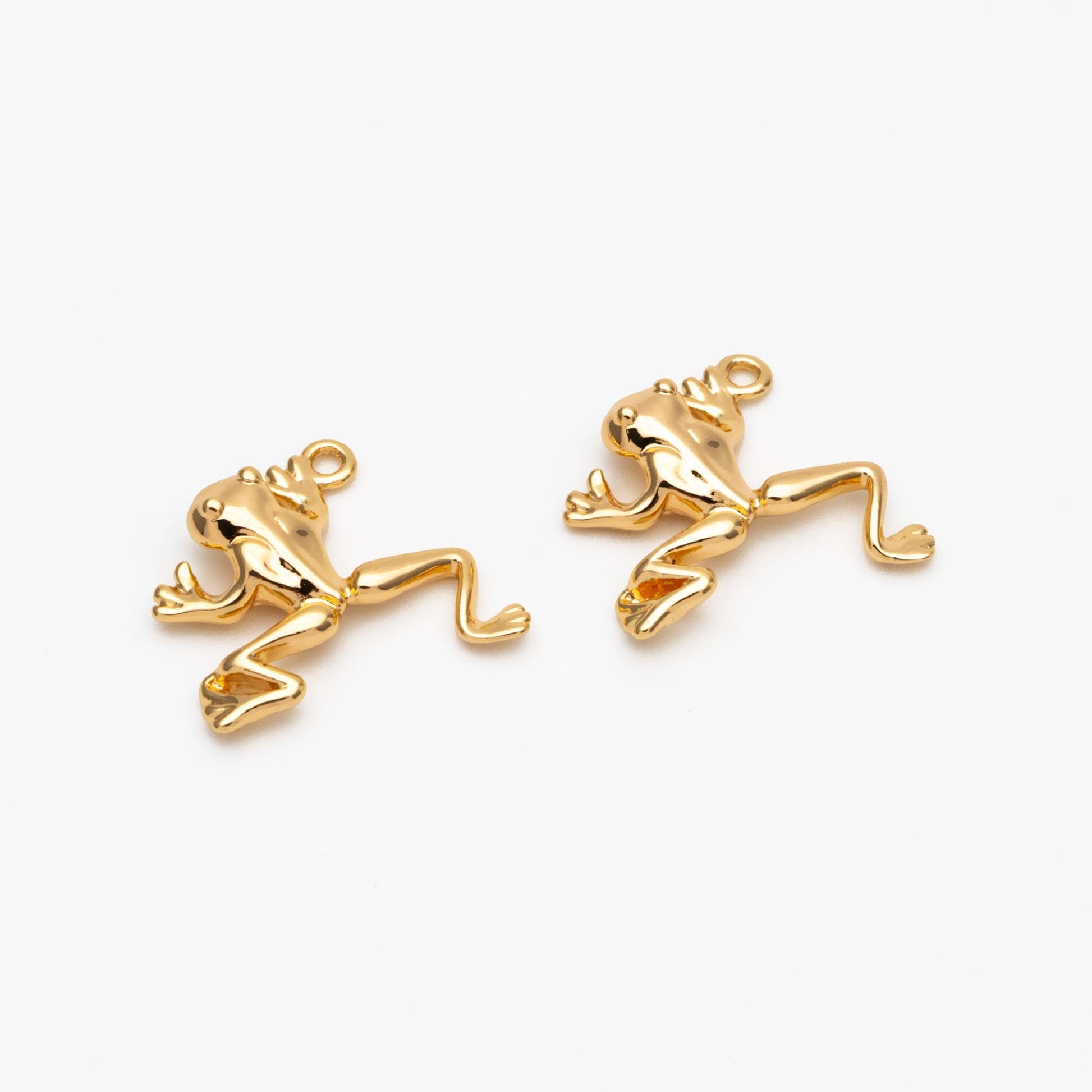 10pcs Gold Frog Charm, 18K Real Gold Plated Brass, Toad Charms (GB-4508)