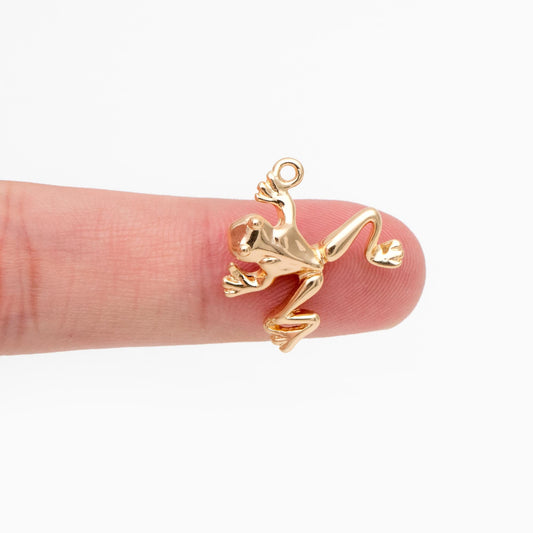 10pcs Gold Frog Charm, 18K Real Gold Plated Brass, Toad Charms (GB-4508)