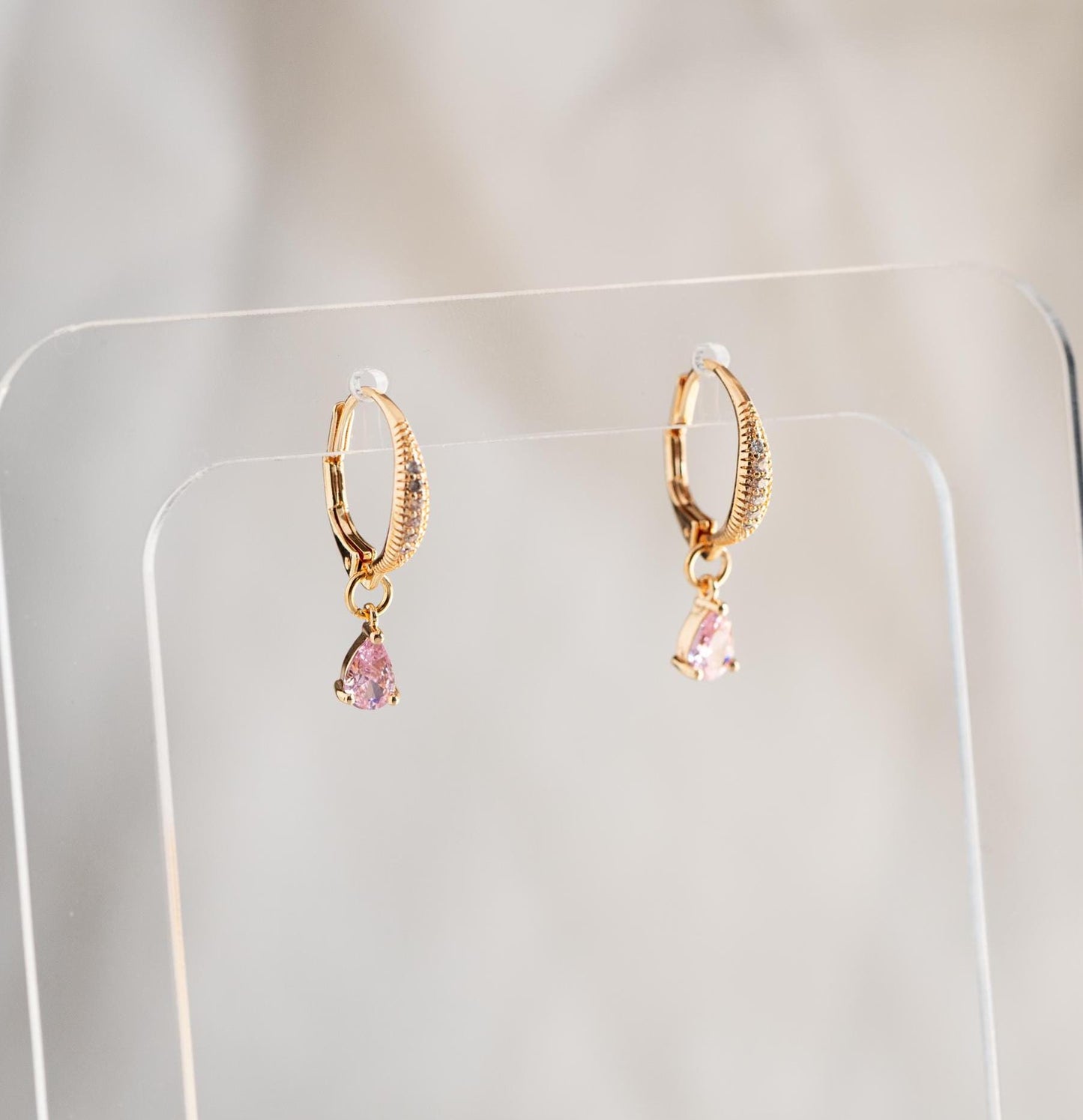 10pcs CZ Pave Teardrop Charms 8.5x5mm, 18K Gold plated Brass, Mini Water Drop Pendants (GB-812)