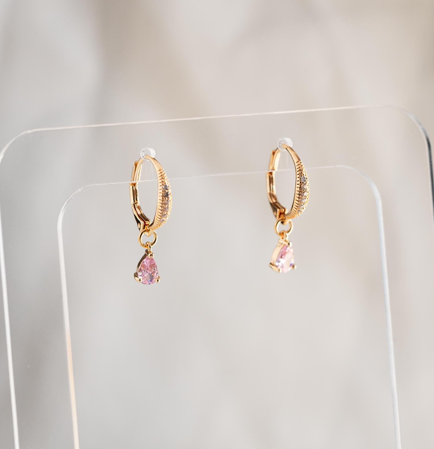 10pcs CZ Pave Teardrop Charms 8.5x5mm, 18K Gold plated Brass, Mini Water Drop Pendants (GB-812)