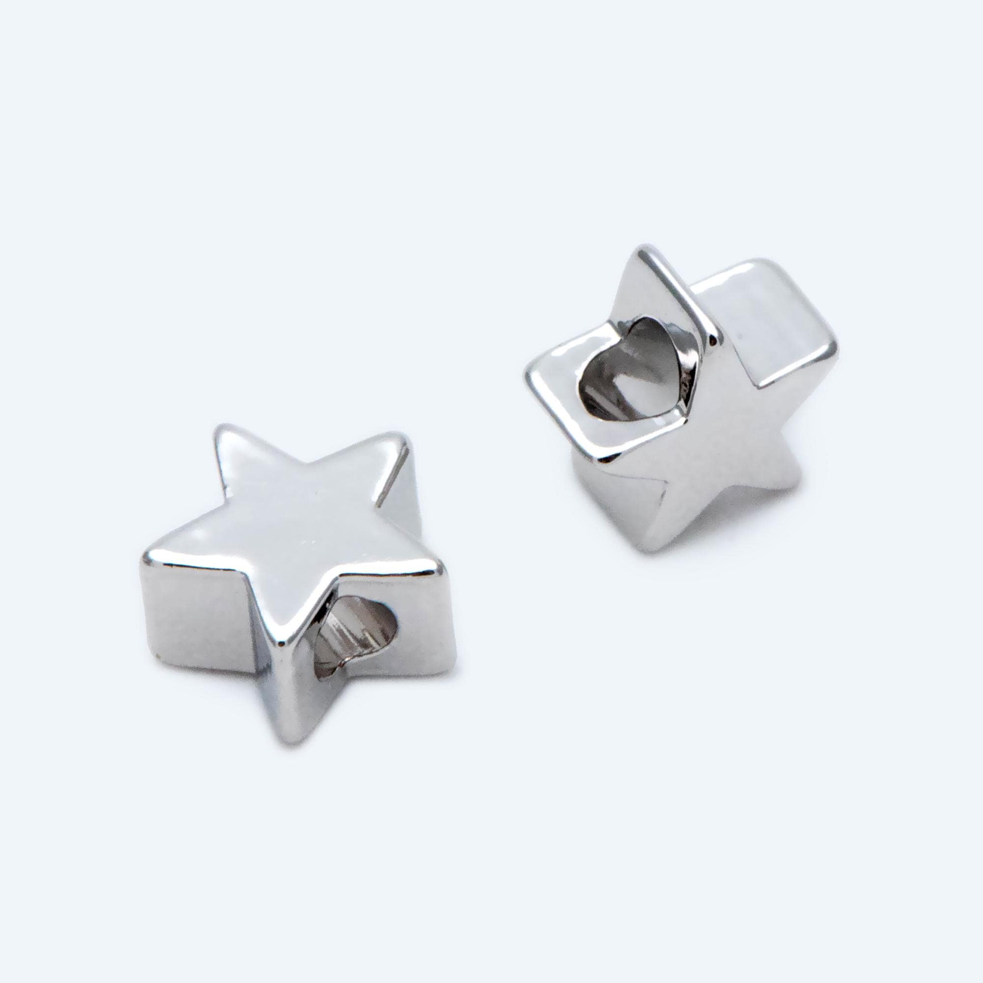 10pcs Gold/ Silver Tone Star Beads, Gold/ Rhodium plated Brass Star Spacer Beads 5/ 6/ 8mm (GB-016)