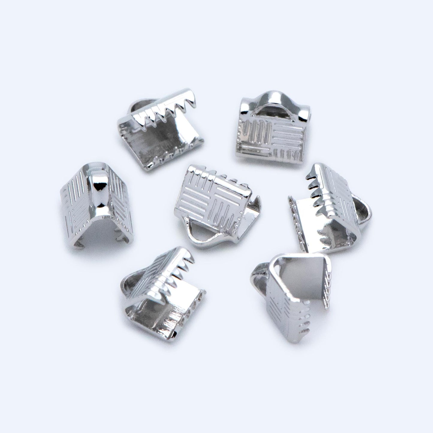 20pcs Gold/ Silver Tone Crimp End Tips, 6mm Wide End Caps, Gold/ Rhodium plated Brass End Connectors (GB-1420)