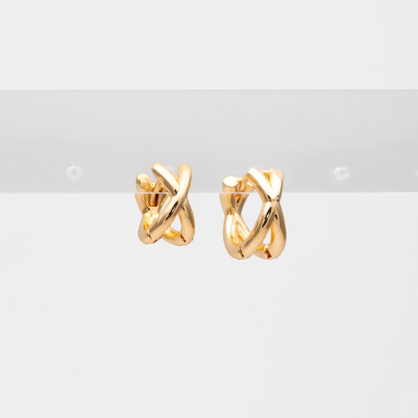 10pcs Gold/ Silver Tone Criss Cross Hoop Earrings, Gold/ Rhodium plated Brass, Huggie Earrings, Gold Hoops, Huggies (GB-3465)