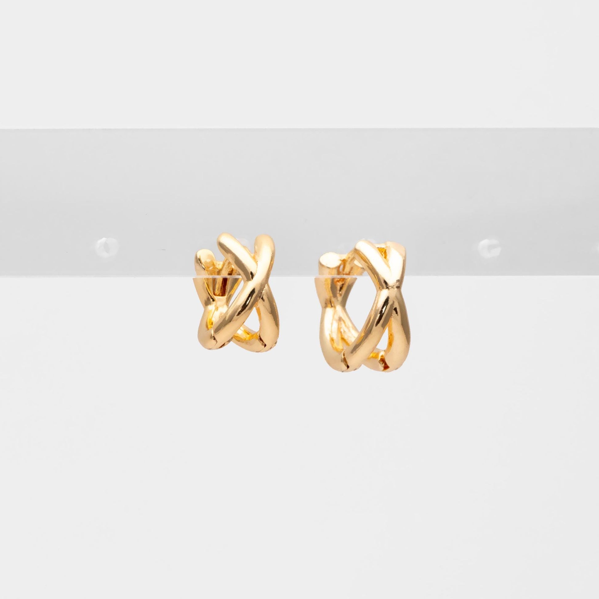 10pcs Gold/ Silver Tone Criss Cross Hoop Earrings, Gold/ Rhodium plated Brass, Huggie Earrings, Gold Hoops, Huggies (GB-3465)