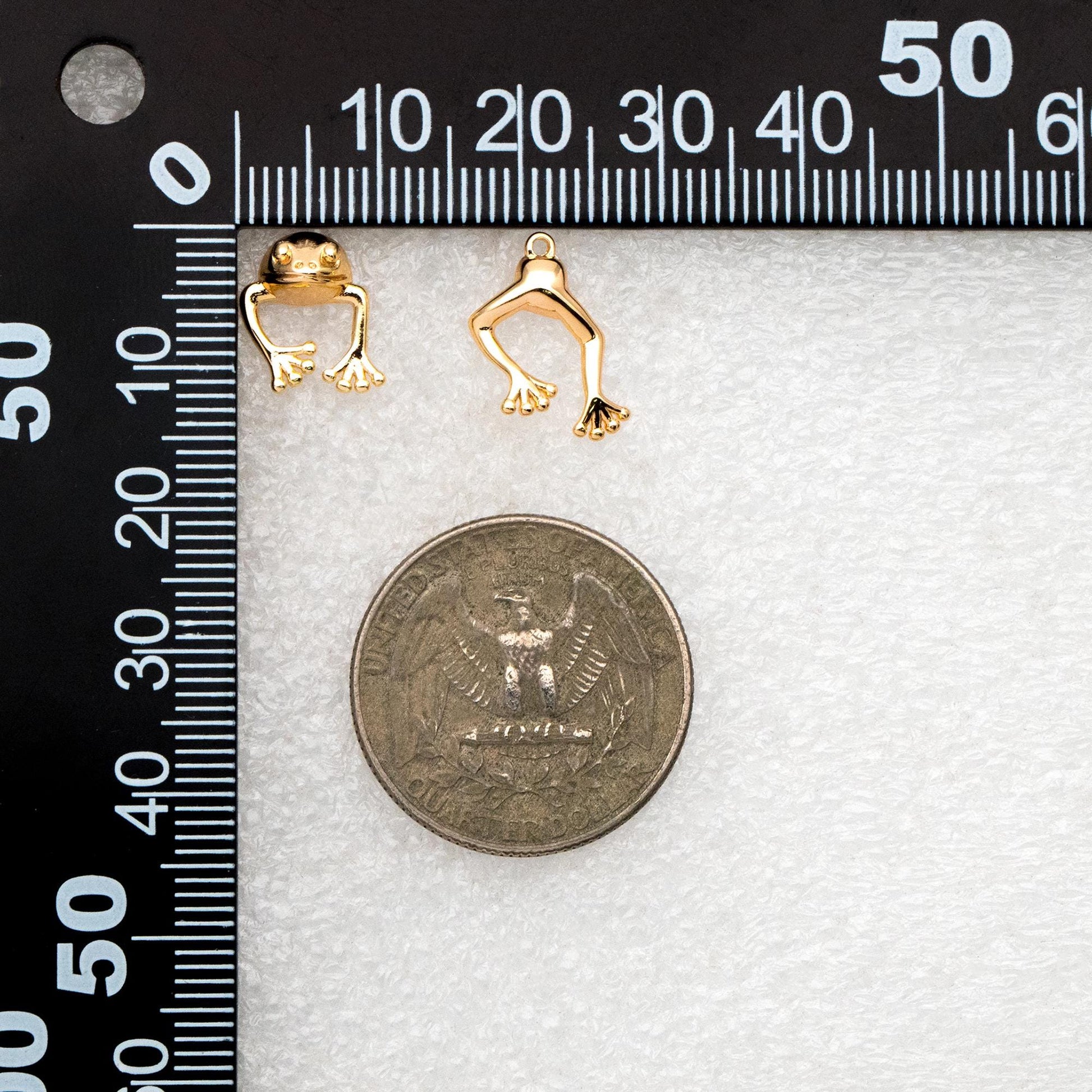 Gold/ Silver Frog Stud Earrings, Two-Piece Animal Ear Jacket, Unique Fun Gifts (GB-4533)