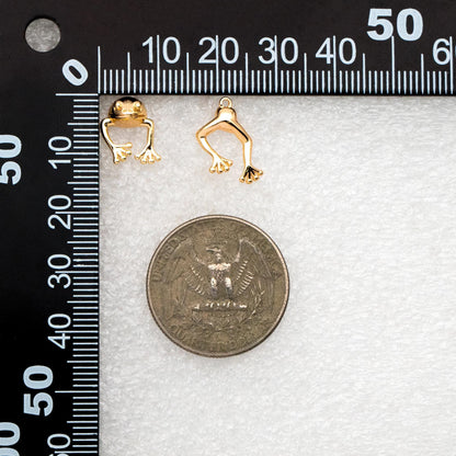 Gold/ Silver Frog Stud Earrings, Two-Piece Animal Ear Jacket, Unique Fun Gifts (GB-4533)