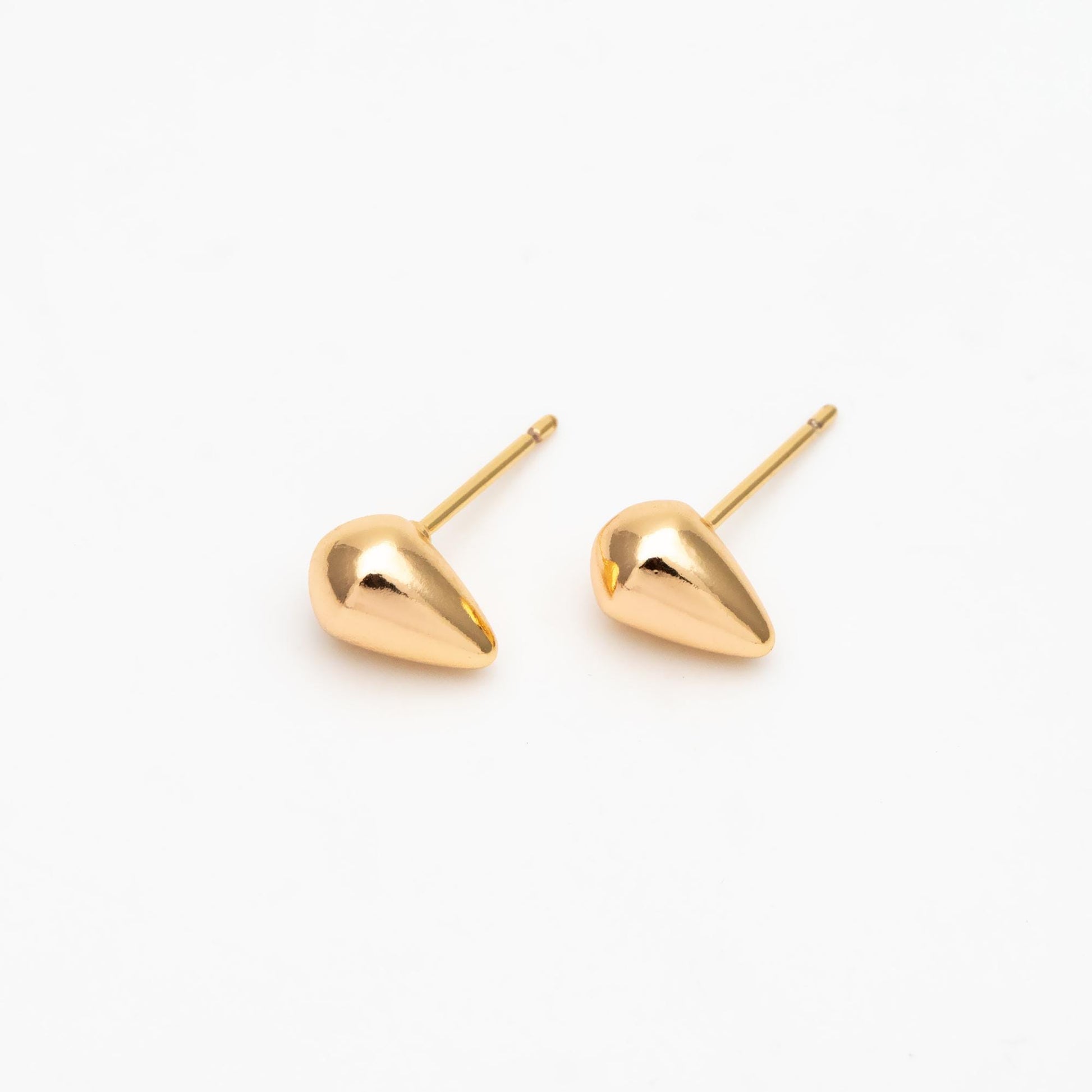 10pcs Gold/ Silver Teardrop Earrings, 18K Gold/ Rhodium Plated Brass, Water Drop Stud Earrings (GB-4544)