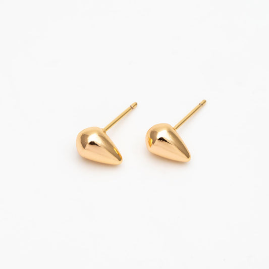 10pcs Gold/ Silver Teardrop Earrings, 18K Gold/ Rhodium Plated Brass, Water Drop Stud Earrings (GB-4544)