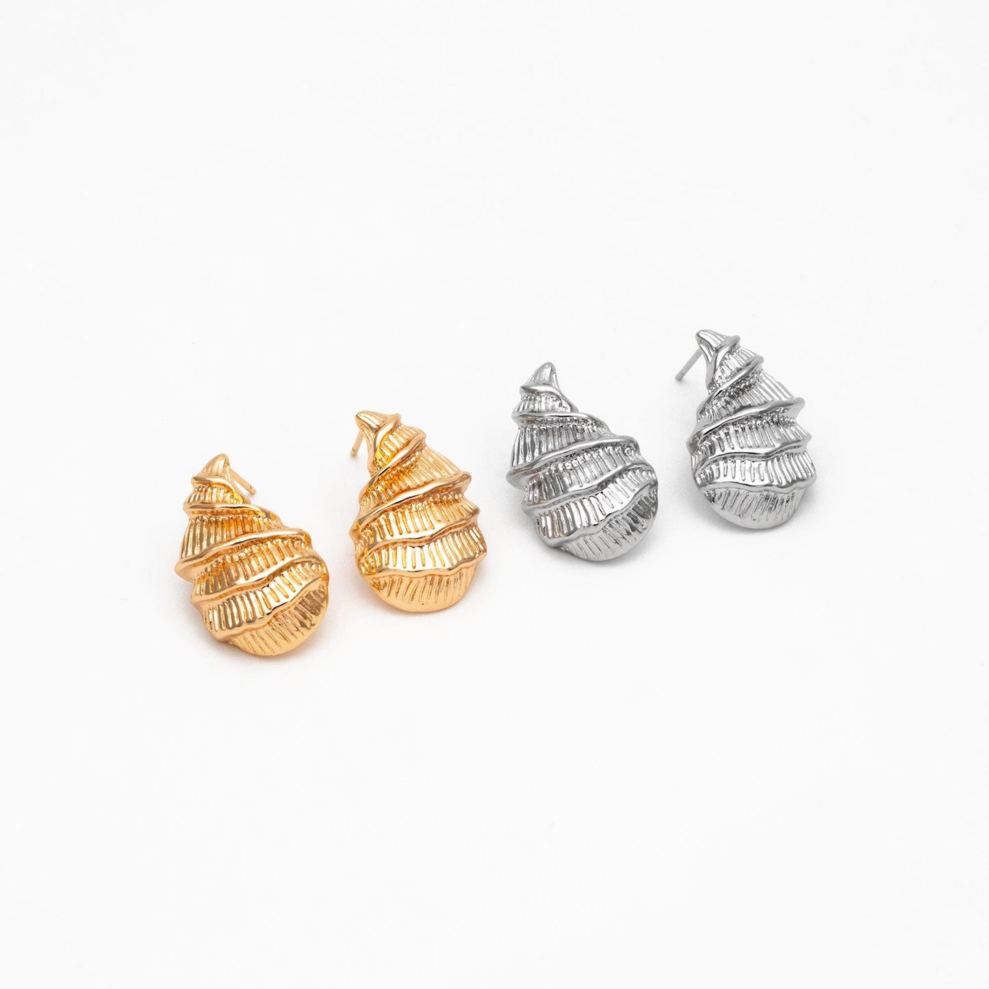 4pcs Gold/ Silver Tone Shell Earrings, Modern Style Earrings, Fashion Earrings, Beach Jewelry (GB-4551)