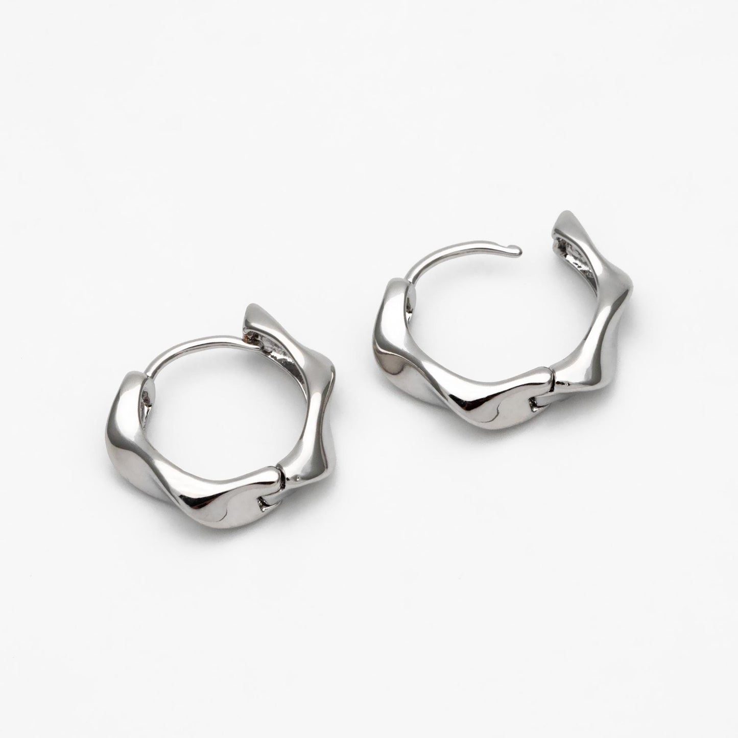 4pcs Gold/ Silver Twist Hoop Earrings, Gold/ Rhodium plated Brass, Minimalist Huggie Earrings (GB-3645)