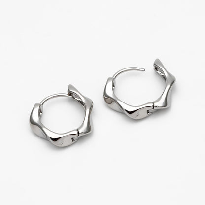 4pcs Gold/ Silver Twist Hoop Earrings, Gold/ Rhodium plated Brass, Minimalist Huggie Earrings (GB-3645)