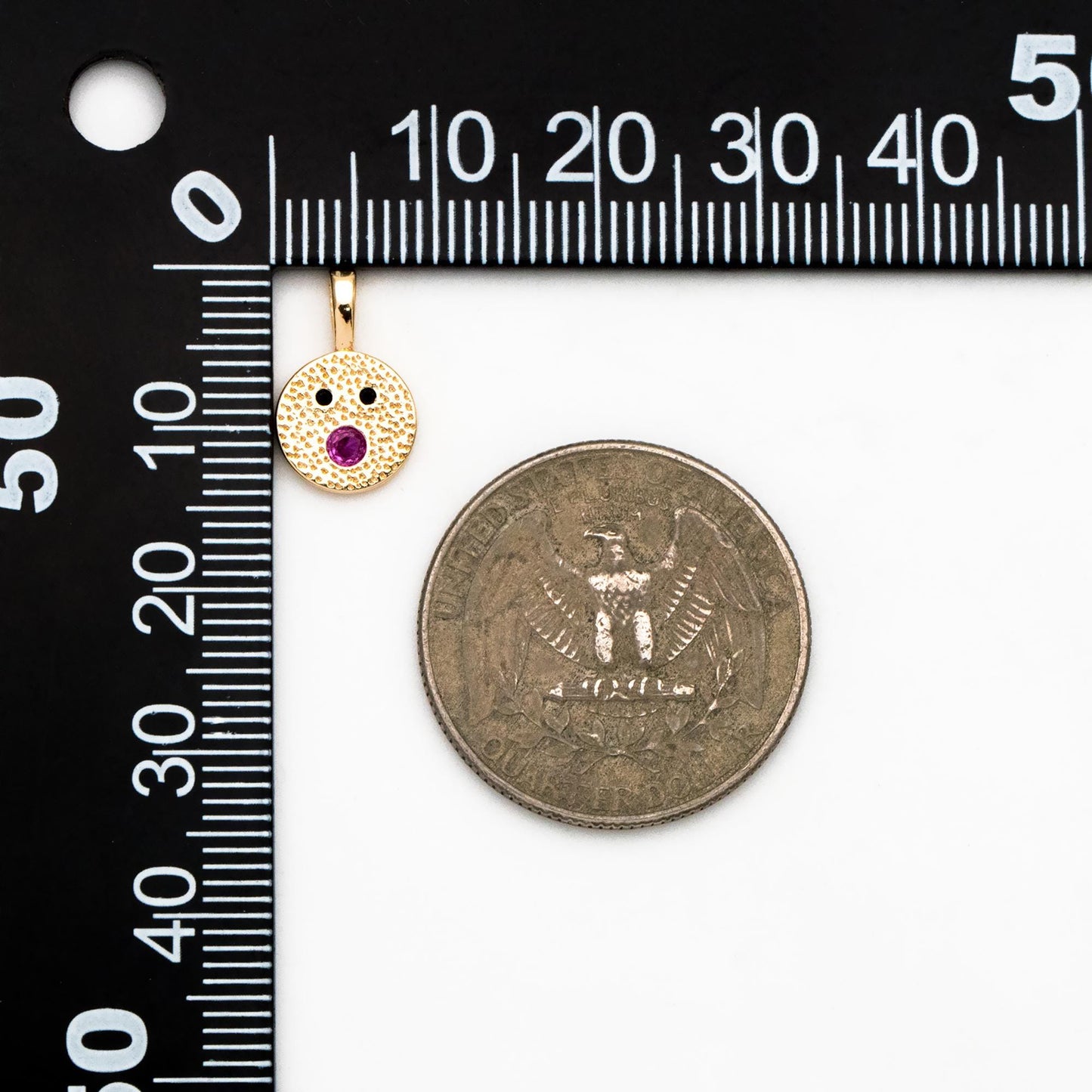 4pcs CZ Pave Gold/ Silver Tone Round Face Charms, 18K Gold/ Rhodium plated Brass, Round Disc Pendants (GB-4503)