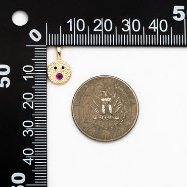 4pcs CZ Pave Gold/ Silver Tone Round Face Charms, 18K Gold/ Rhodium plated Brass, Round Disc Pendants (GB-4503)