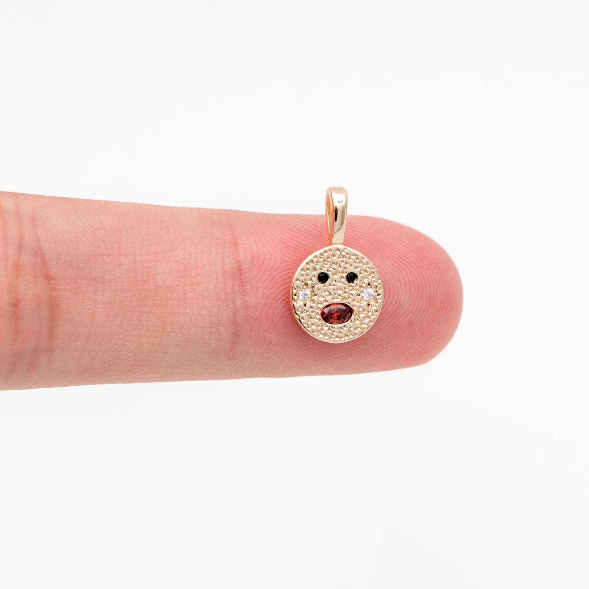 4pcs CZ Pave Gold/ Silver Tone Round Face Charms, 18K Gold/ Rhodium plated Brass, Round Disc Pendants (GB-4503)