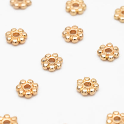 20pcs Gold Coin Spacer Beads 5.5mm, Gold plated Brass Flower Saucer Beads (GB-093)