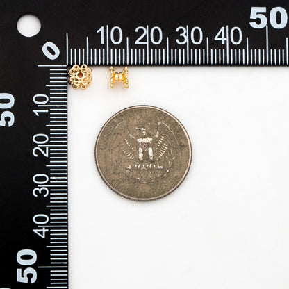 10pcs Gold Floral Bead Caps 6mm, Flower Spacer Beads, Fit 8-12mm Beads, Gold plated Brass Cap Ends (GB-2779)