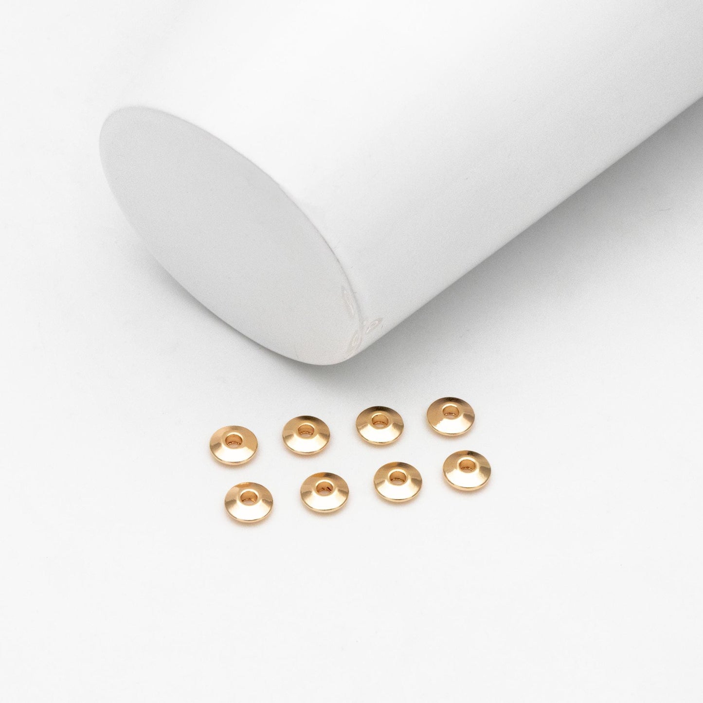 20pcs Gold Round Coin Spacer Beads 5.5mm, Real Gold plated Brass Spacer Beads (GB-2916)