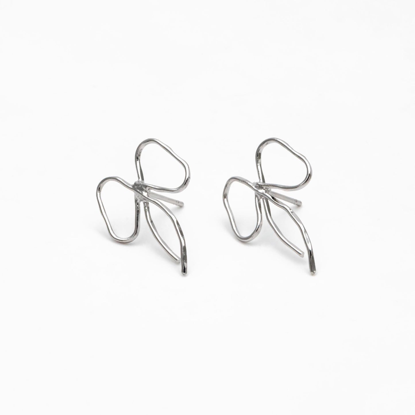 10pcs Gold/ Silver Bowknot Earrings, Gold/ Rhodium plated Brass, Minimalist Earrings, Jewelry Supplies (GB-4301)