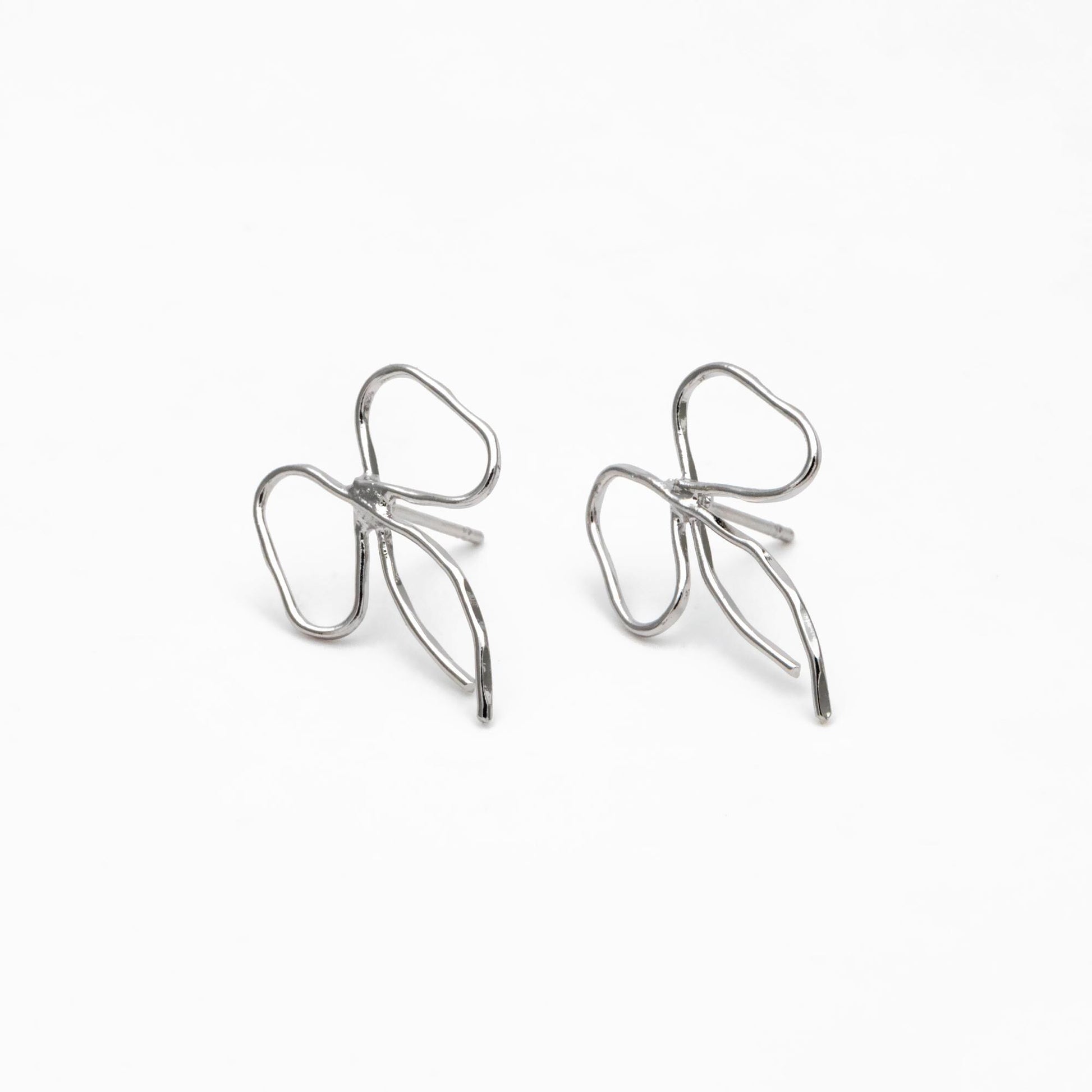 10pcs Gold/ Silver Bowknot Earrings, Gold/ Rhodium plated Brass, Minimalist Earrings, Jewelry Supplies (GB-4301)