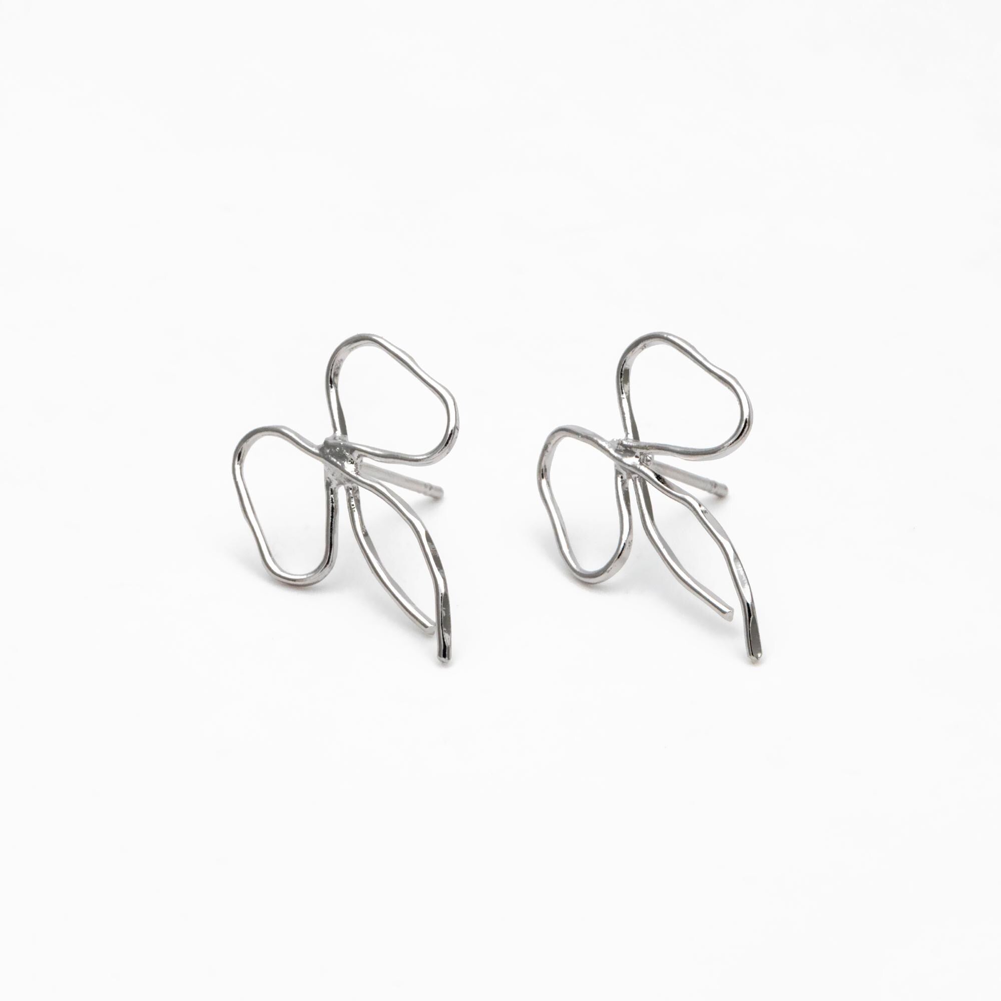 10pcs Gold/ Silver Bowknot Earrings, Gold/ Rhodium plated Brass, Minimalist Earrings, Jewelry Supplies (GB-4301)