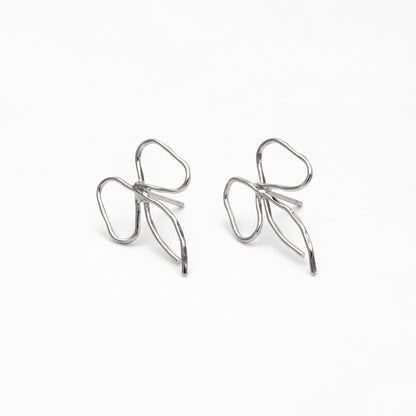 10pcs Gold/ Silver Bowknot Earrings, Gold/ Rhodium plated Brass, Minimalist Earrings, Jewelry Supplies (GB-4301)