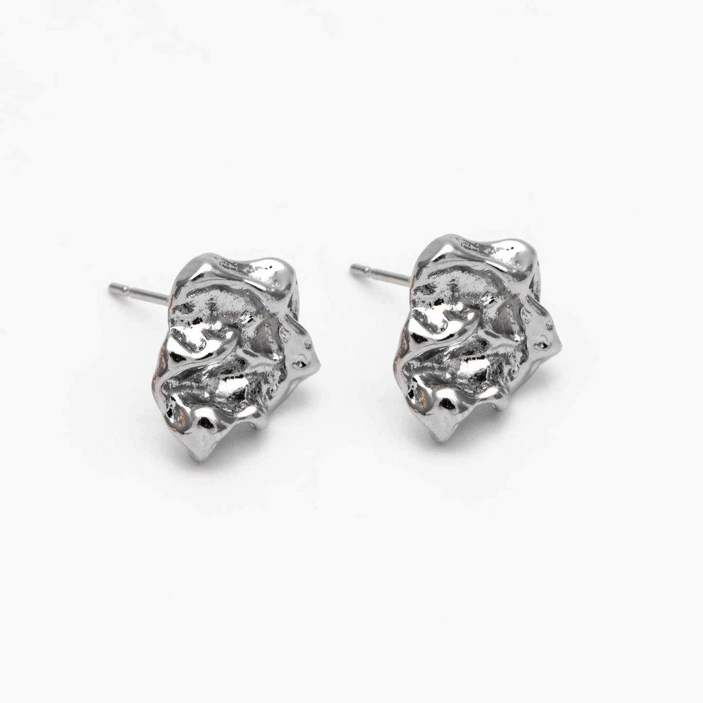 10pcs Gold/ Silver Tone Hammered Irregular Earrngs, 18K Gold/ Rhodium plated Brass, Dainty Stud Earrings (GB-4484)
