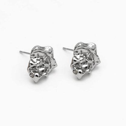 10pcs Gold/ Silver Tone Hammered Irregular Earrngs, 18K Gold/ Rhodium plated Brass, Dainty Stud Earrings (GB-4484)