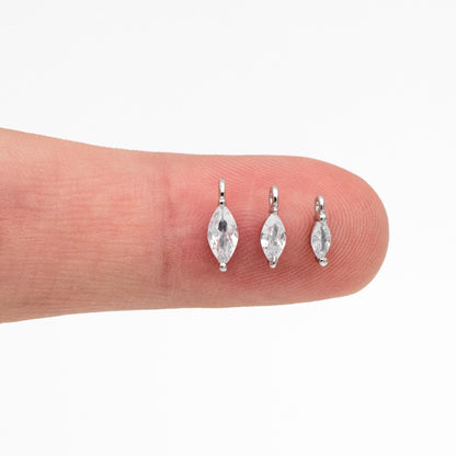 10pcs CZ pave Gold/ Silver tone Tiny Gold Leaf Charm, Gold/ Rhodium plated Brass, Horse Eye Charm (GB-1023)