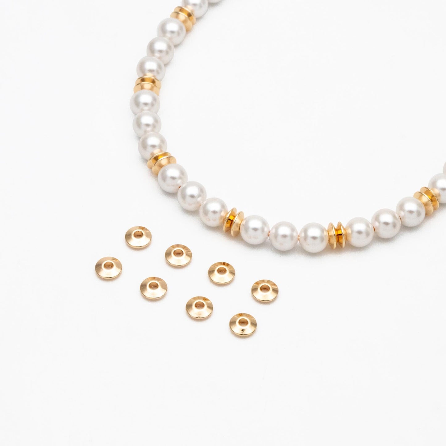 20pcs Gold Round Coin Spacer Beads 5.5mm, Real Gold plated Brass Spacer Beads (GB-2916)