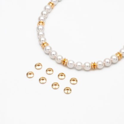 20pcs Gold Round Coin Spacer Beads 5.5mm, Real Gold plated Brass Spacer Beads (GB-2916)