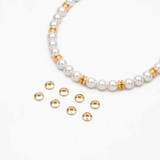 20pcs Gold Round Coin Spacer Beads 5.5mm, Real Gold plated Brass Spacer Beads (GB-2916)