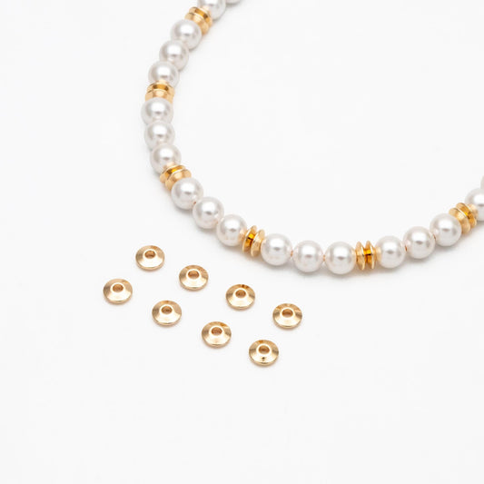 20pcs Gold Round Coin Spacer Beads 5.5mm, Real Gold plated Brass Spacer Beads (GB-2916)