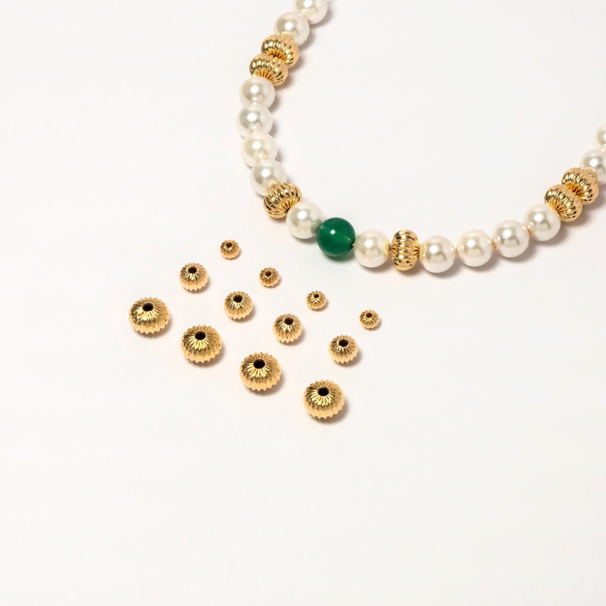 Gold plated Brass Rondelle Beads, Melon Spacer Beads 4/ 6/ 8mm, lead nickel free (GB-099)