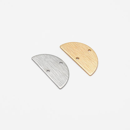 10pcs Gold/ Silver tone Brushed Semicircle Connectors, 18K Real Gold/ Rhodium plated Brass, Geometric Earring Charms (GB-4556)