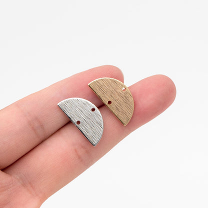 10pcs Gold/ Silver tone Brushed Semicircle Connectors, 18K Real Gold/ Rhodium plated Brass, Geometric Earring Charms (GB-4556)