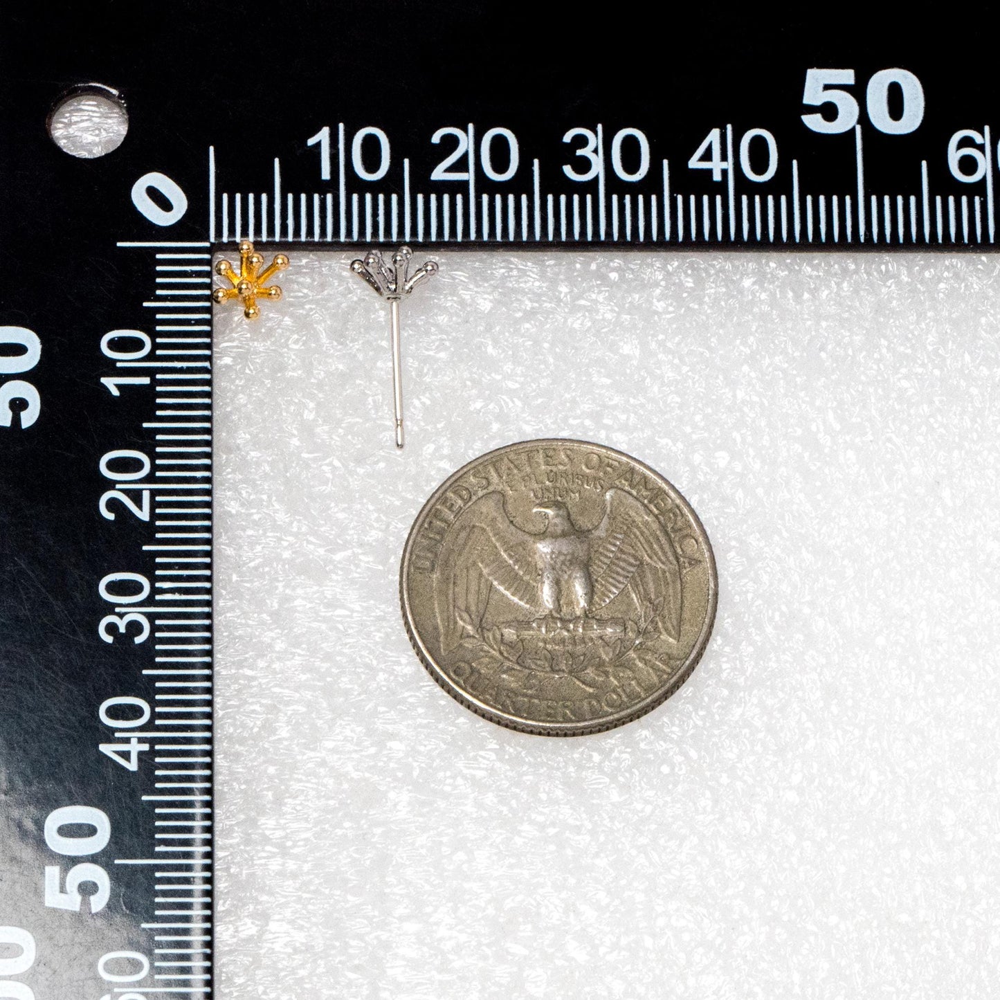 10pcs Gold/ Silver Tone Flower Earrings 6mm, Gold/ Rhodium Plated Brass, Minimalist Stud Earrings (GB-4557)