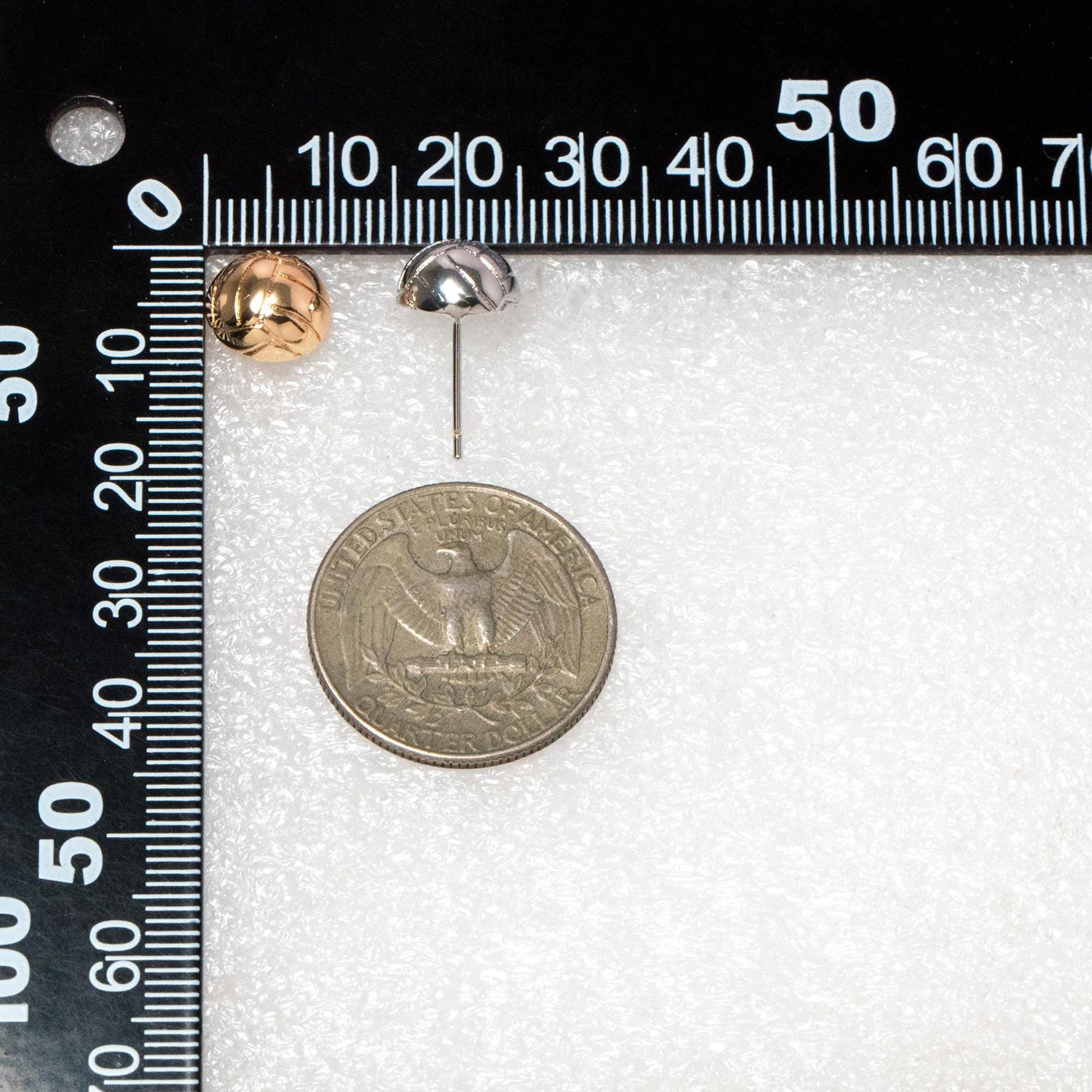 10pcs Gold/ Silver Tone Round Earrings, 18K Gold/ Rhodium plated Brass, Geometric Stud Earrings (GB-4561)