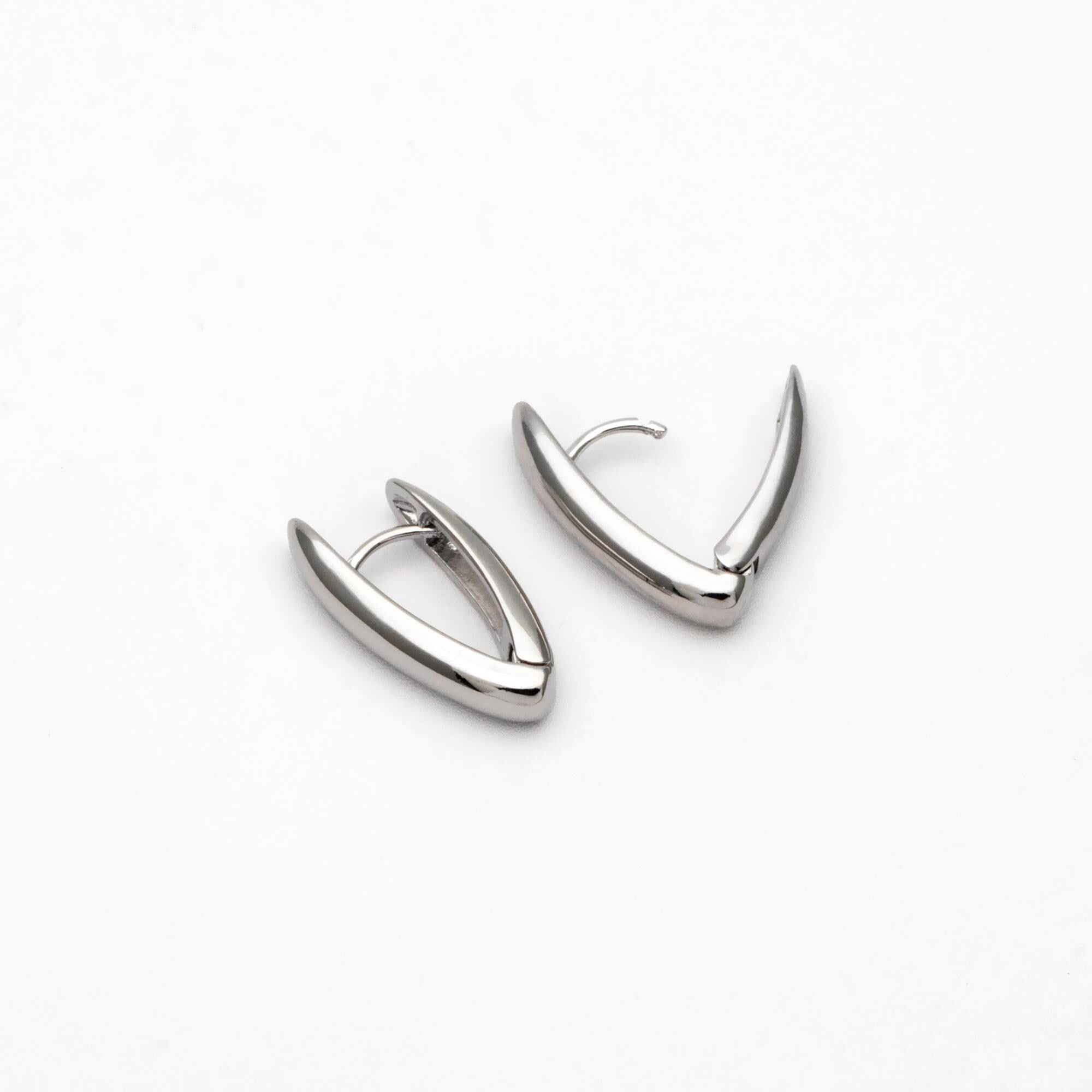 10pcs Gold/ Silver Tone Click-in Style Lever Back Earrings, Gold/ Rhodium plated Brass, Geometric Earring Hoops (GB-4562)