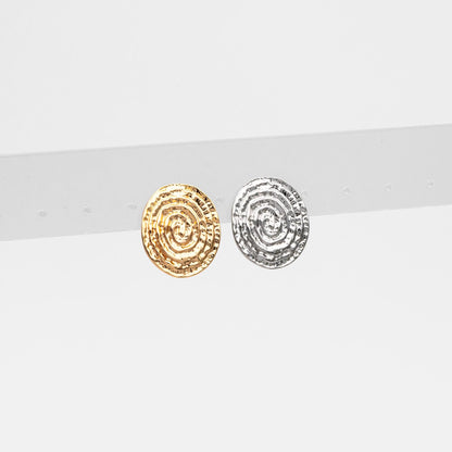 4pcs Gold/ Silver Tone Oval Vortex Earrings, Gold/ Rhodium plated Brass, Geometric Stud Earrings (GB-4563)