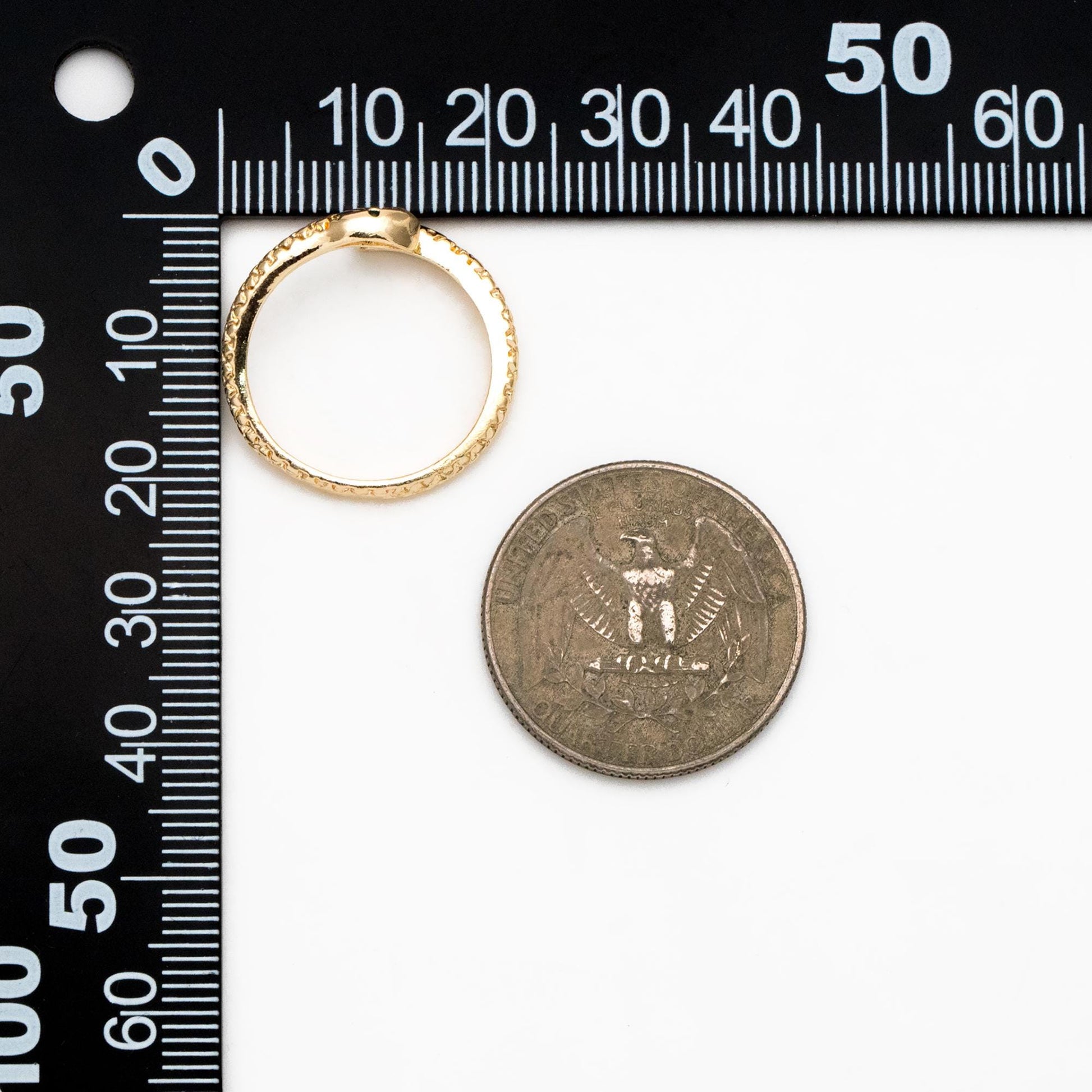 4pcs CZ Pave Snake Ring: Adjustable Serpent Band, 18K Gold Plated Brass (GB-2710)