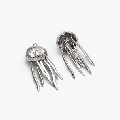 4pcs Gold/ Silver Jellyfish Pendants, 18K Gold/ Rhodium plated Brass Ocean Charms, DIY Supplies Wholesale (GB-4043)