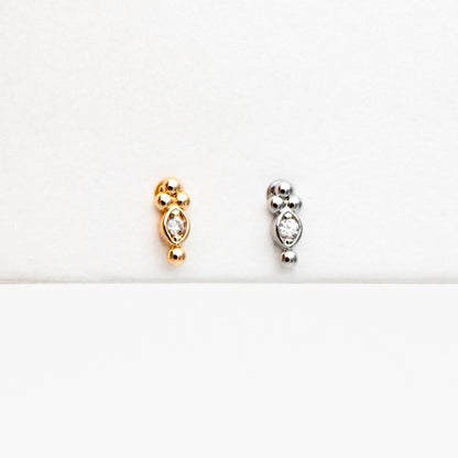 10pcs CZ Pave Gold/ Silver Tiny Marquise Earrings, Gold/ Rhodium Plated Brass, Tiny Stud Earrings (GB-4514)