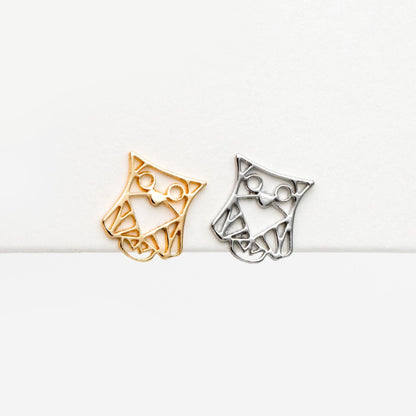 10pcs CZ Pave Gold/ Silver Tone Hollow Owl Earrings, Gold/ Rhodium Plated Brass, Bird Stud Earrings (GB-4530)