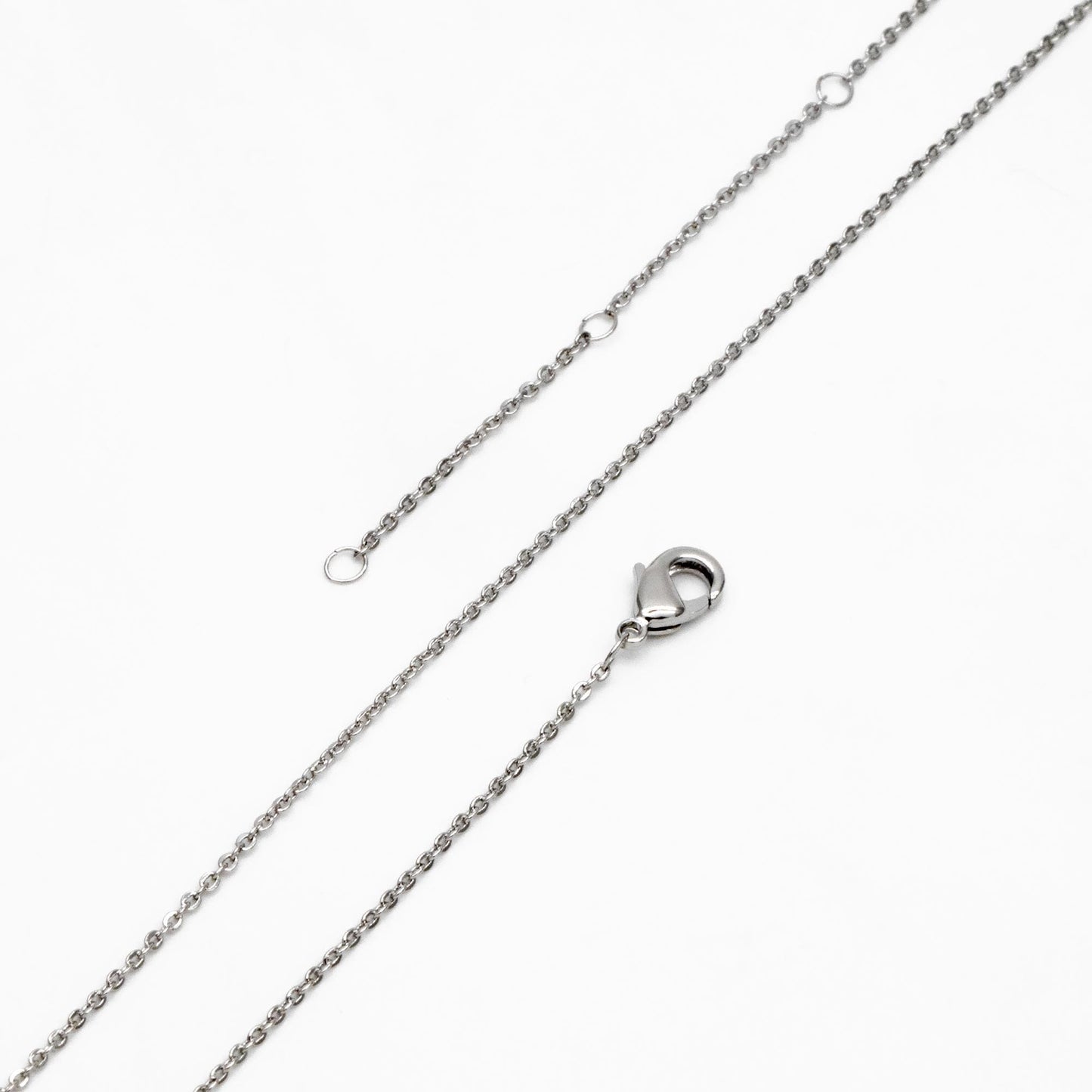 Silver Tone Dainty Cable Chains, Rhodium plated Brass Finished Necklace, 14.5/ 16/ 17 Inches Adjustable, Ready to Wear (#LK-617)