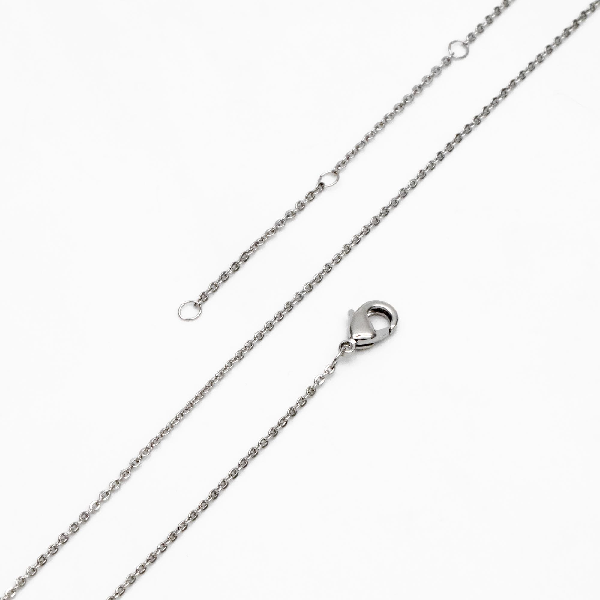 Silver Tone Dainty Cable Chains, Rhodium plated Brass Finished Necklace, 14.5/ 16/ 17 Inches Adjustable, Ready to Wear (#LK-617)