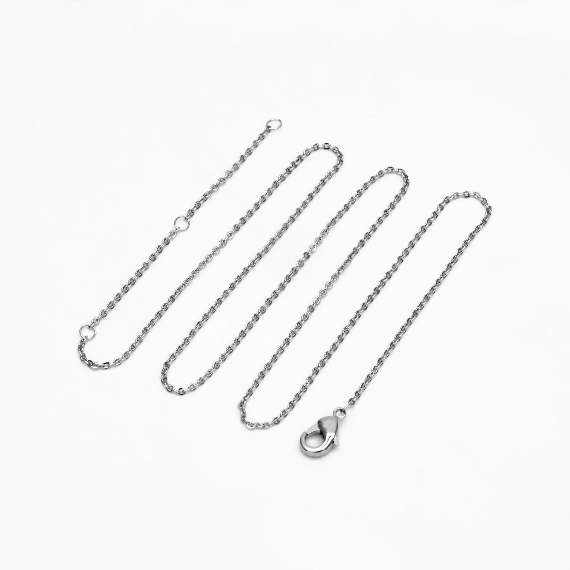 Silver Tone Dainty Cable Chains, Rhodium plated Brass Finished Necklace, 14.5/ 16/ 17 Inches Adjustable, Ready to Wear (#LK-617)